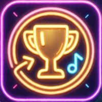 Insignia de logro: un trofeo de neón con una nota musical